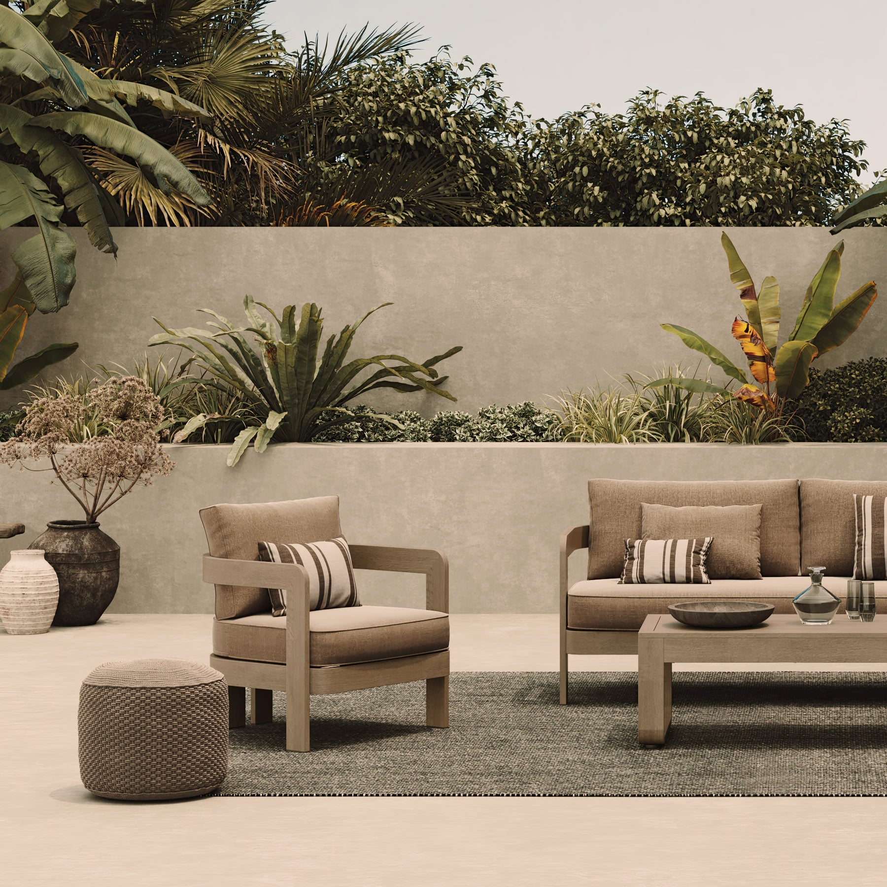 N3 Oak Three Seater Sofa Wheat Canvas - Image 2